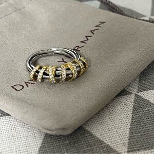 David Yurman Cable Ring with Gold & Pavé Diamonds sz8